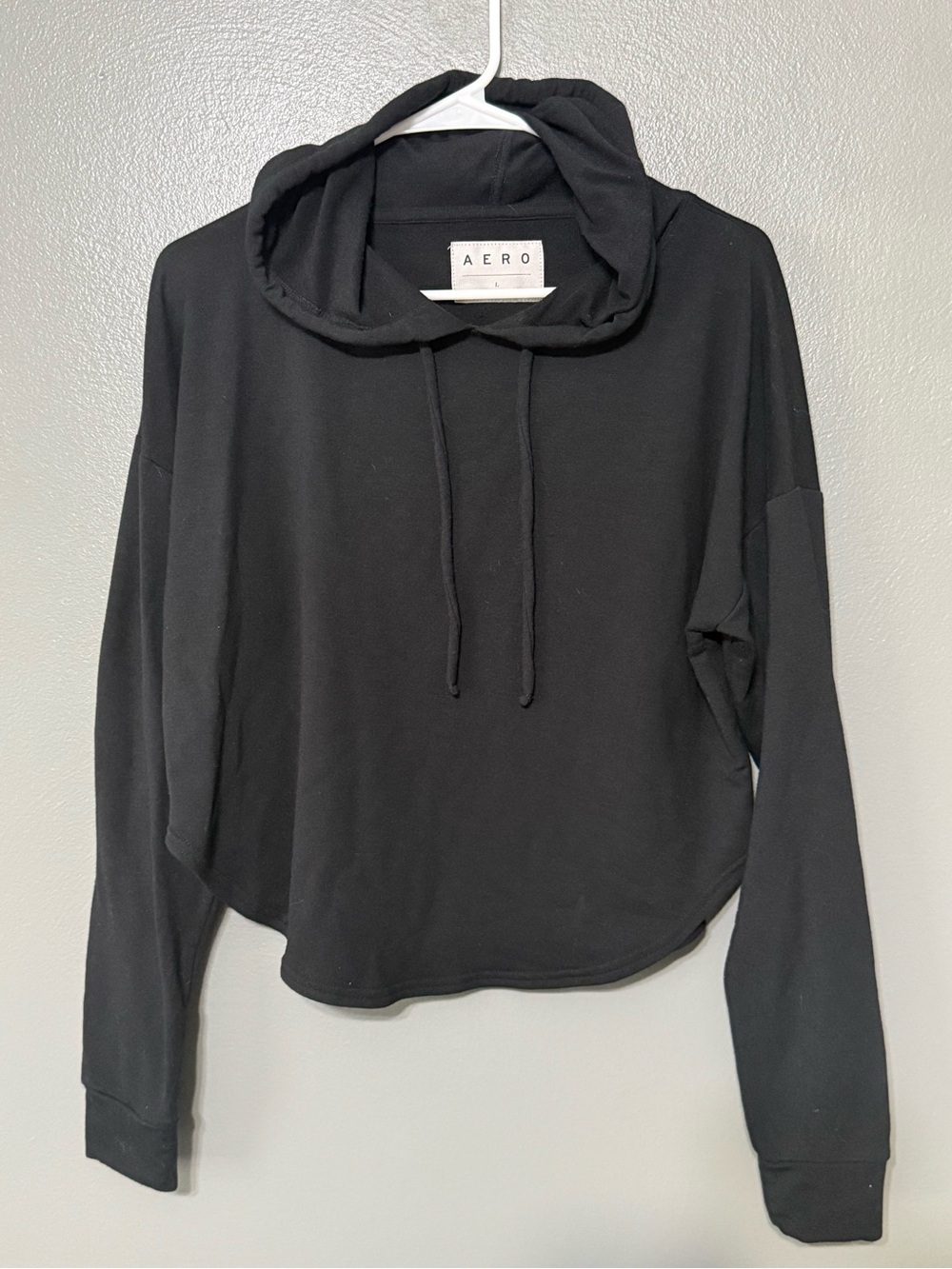 Aeropostale Black Hooded Cropped Pullover.